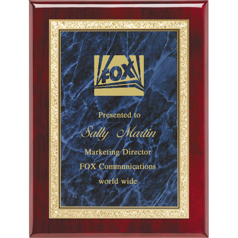 Rosewood Plaques with Blue Marbled Engraving Plates