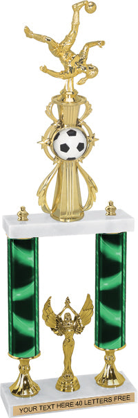 Soccer Sport Color Riser Two-Post Trophy [T2PCSR24-SC]