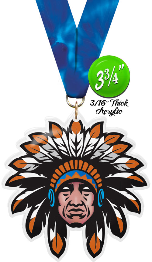 Chief Mascot Colorix-M Acrylic Medal [MACR375-CHF-Q]