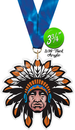 Chief Mascot Colorix-M Acrylic Medal [MACR375-CHF-Q]