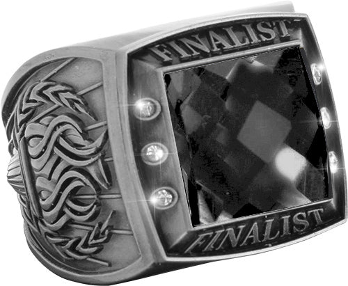 Finalist Championship Ring with Black Center Stone-Silver [RGSJ-S-FIN-BLK]