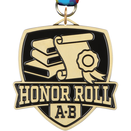 2.5" Honor Roll A-B Banner Shield Medal [MPSHD2-HRAB]