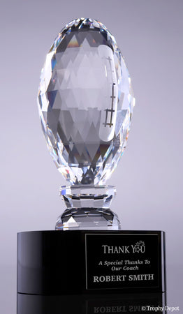 Faceted Crystal Football Award [CM341-FB]