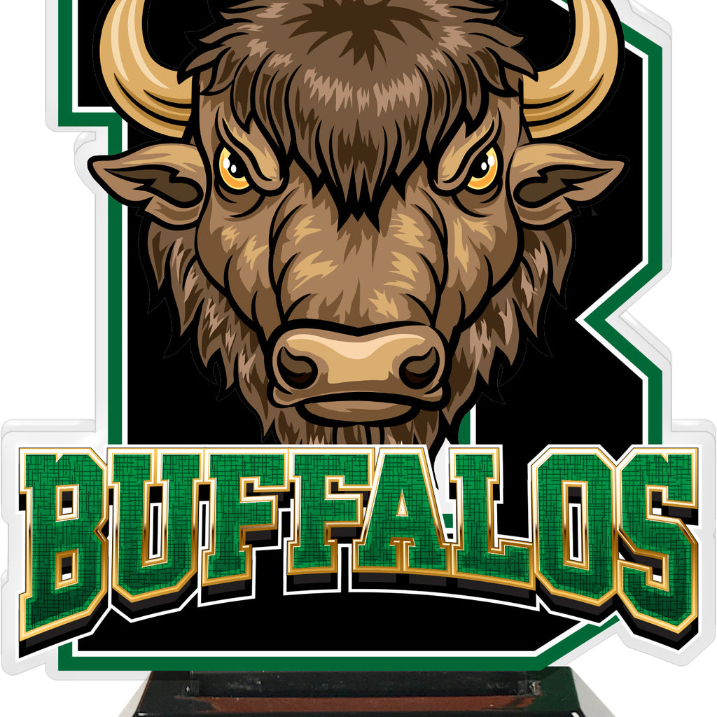 Buffalos Mascot Colorix-T Acrylic Trophies - Green