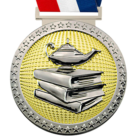 3.25" Lamp of Knowledge Dual Plated Diecast Medal [MSDP3-KN]