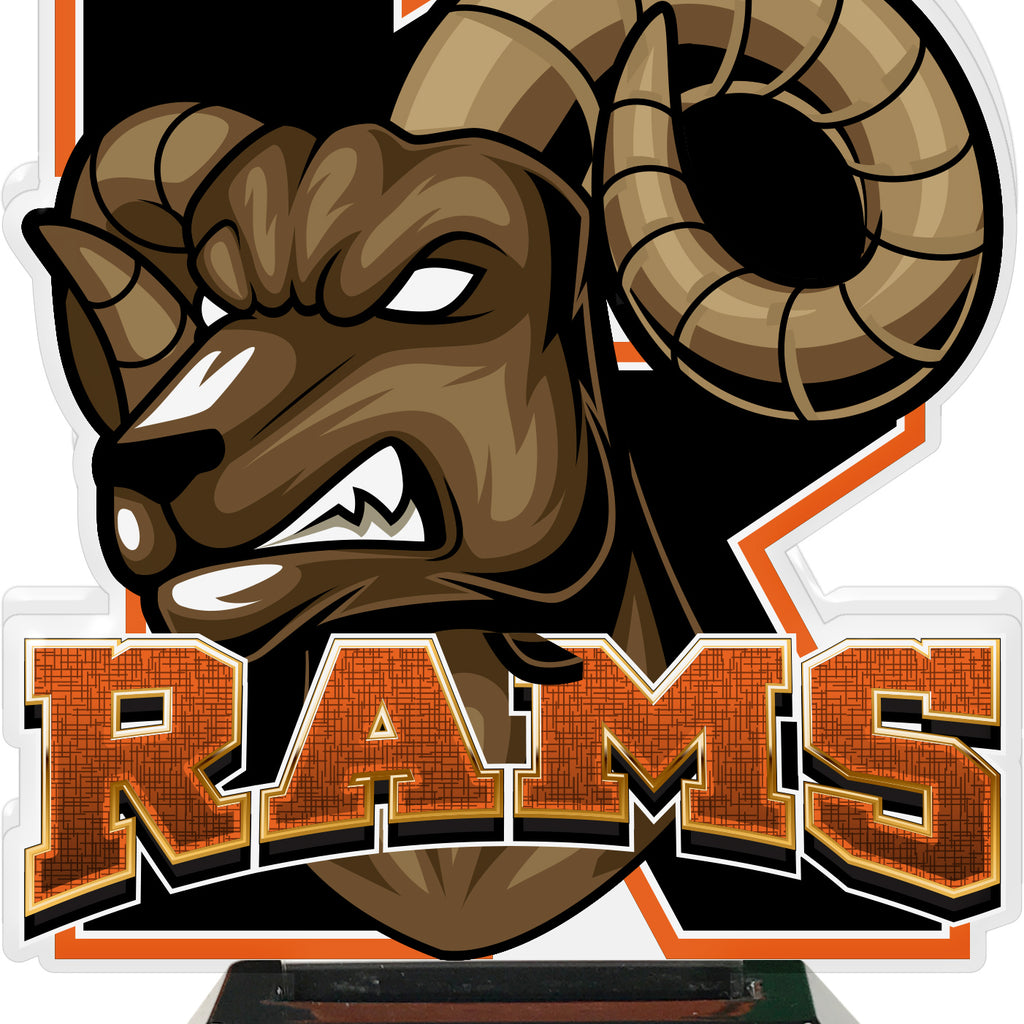 Rams Mascot Colorix-T Acrylic Trophies - Orange