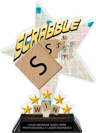 Scrabble Shattered Star Colorix Acrylic Trophy- 8.5 inch [TACR85-STR-SCRBL-Q]