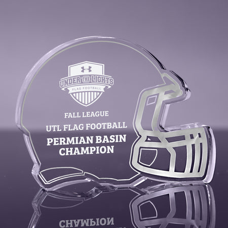 1 inch Thick Football Helmet Acrylic Award - 6 inch [AFBH6-Q]