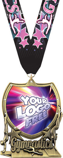 Gymnastics Shield Custom Insert Medal [MXSHLD-GG]