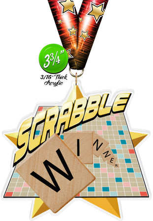 Scrabble Colorix-M Acrylic Medal- 3.75 inch [MACR375-SCRBL-Q]