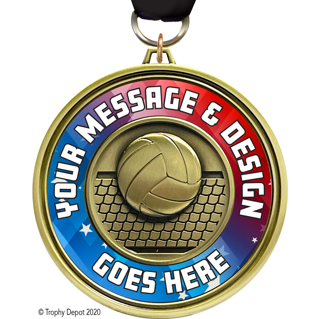 Custom 3 inch Eclipse Insert Medal - Volleyball [MXEL1-VB]