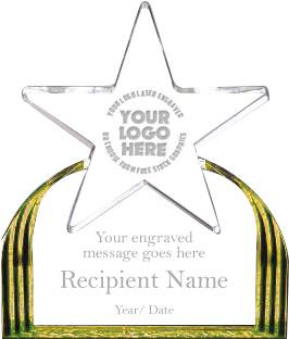 Acrylic Star on Gold Ridge Base - 8.5x7.25x1 [ASB6-GD]