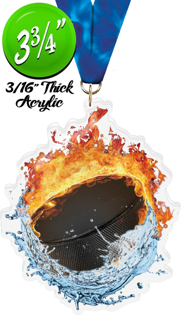 Fire & Water Hockey Colorix-M Acrylic Medal [MACR375-FW-HK-Q]