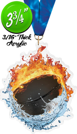 Fire & Water Hockey Colorix-M Acrylic Medal [MACR375-FW-HK-Q]