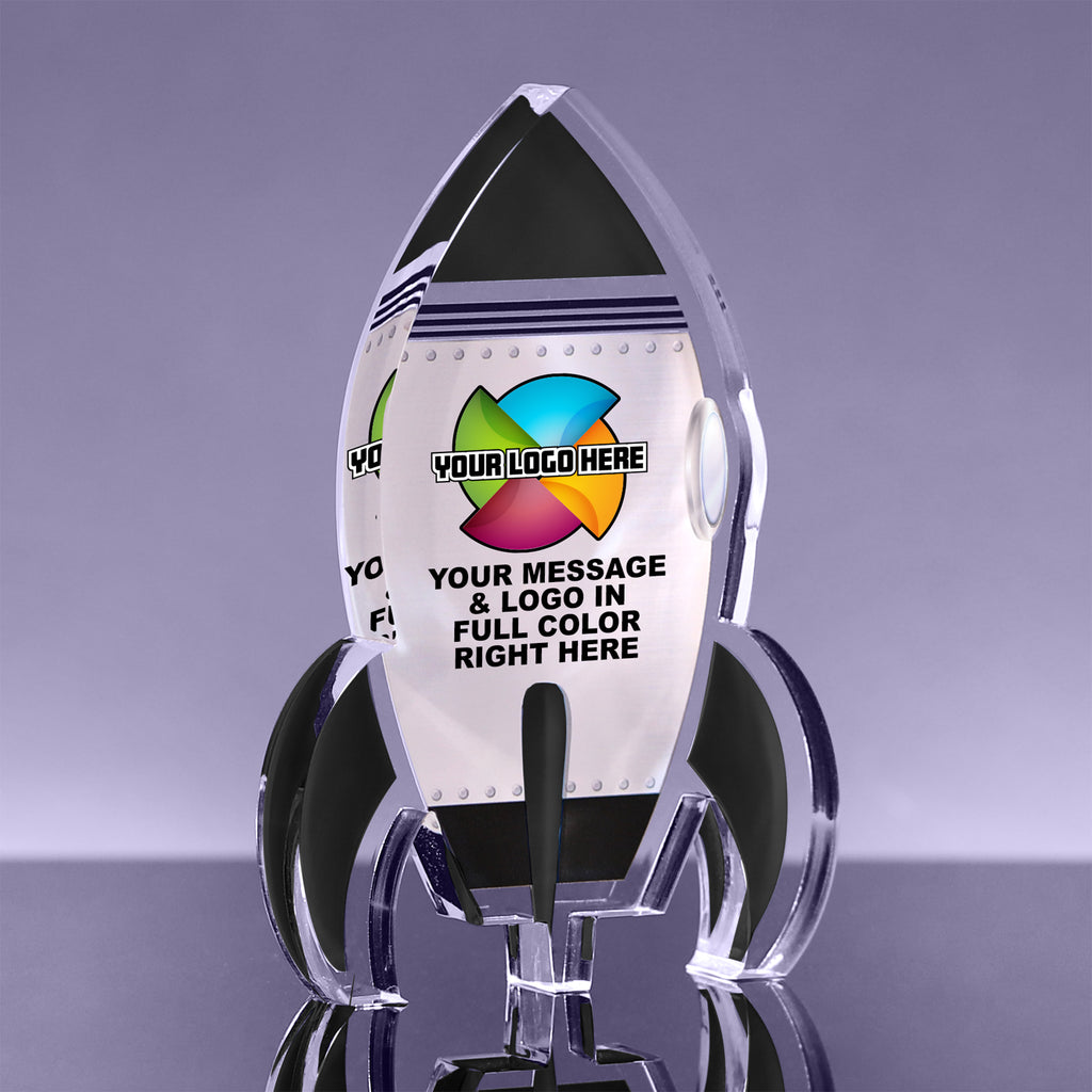 Black Full Color Rocket Acrylic Award - 6 inch [AFCRKT-BLK-6-Q]