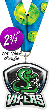 Vipers Mascot Shield Colorix Acrylic Medal [MACR275-MSCT-VPR-Q]