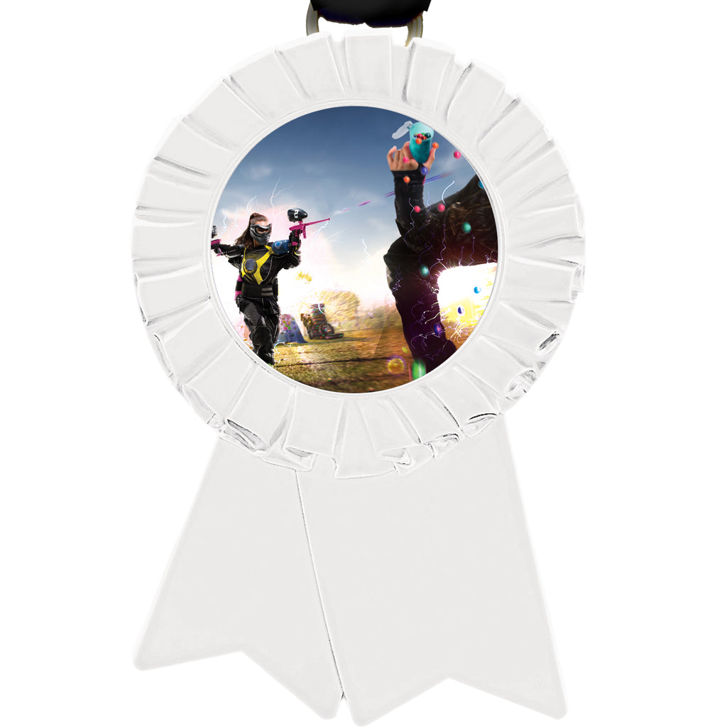 5" Diecast Ribbon Insert Medal - White [MRIB-WHT]