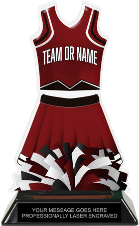 Cheer Uniform Colorix-T Acrylic Trophy - Maroon [TACR7-JSY-CH-MRN-Q]