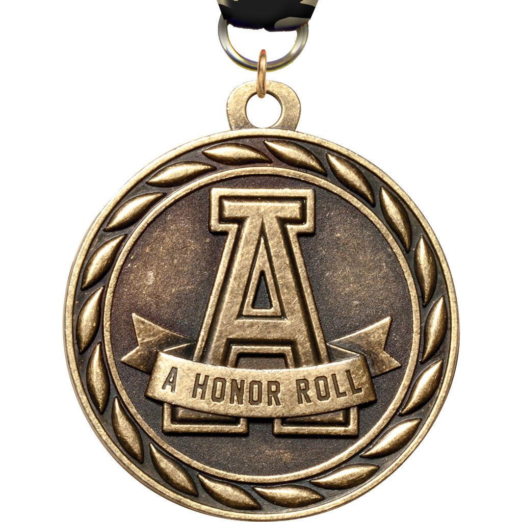 2" A Honor Roll Scholastic Medal- Gold [MM3KN2-AHNRL]