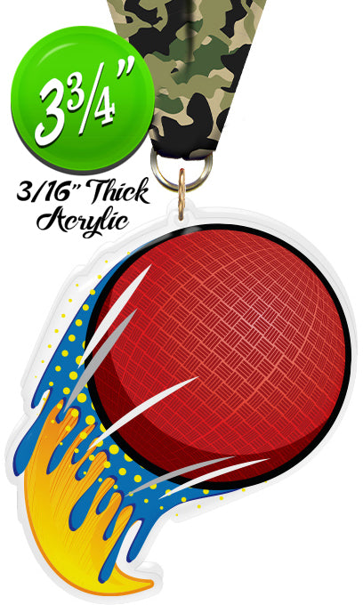 Dodgeball Splatters Colorix-M Acrylic Medal [MACR375-SPLT-DGBL-Q]