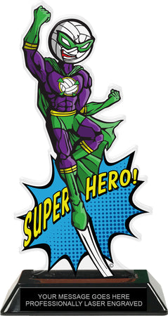 Volleyball Male Super Hero Acrylic Trophy- 10 inch [TACR10-SH-VBM-Q]