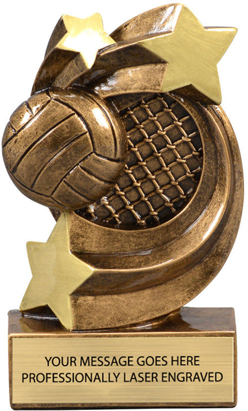 Volleyball Star Swirl - 5.25" Resin Trophy [RPSS5-VB]