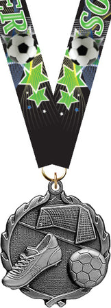 Soccer Wreath Medal- Silver [MP18-SC-S]
