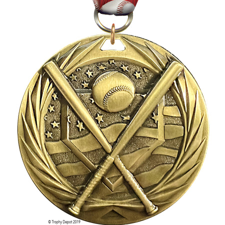 Baseball 1.75 inch Blade 3D Diecast Medal [MBD1-BS]