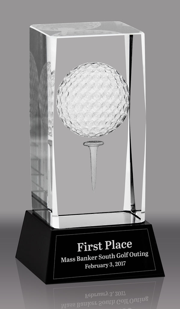Crystal Optical Ball & Tee Golf Award- 4.75 inch [CRGLF]