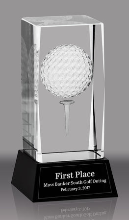 Crystal Optical Ball & Tee Golf Award- 4.75 inch [CRGLF]