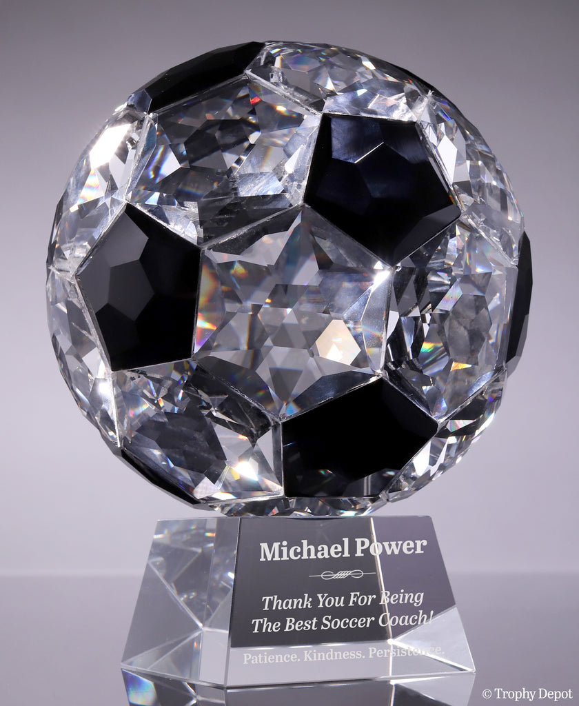 Faceted Crystal Soccer Ball Award - 7.5 inch [CJ11SC-7]