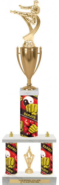 Two-Post Trophy w/ Rectangle/Oval Center Column w/ Cup [T3MC32]