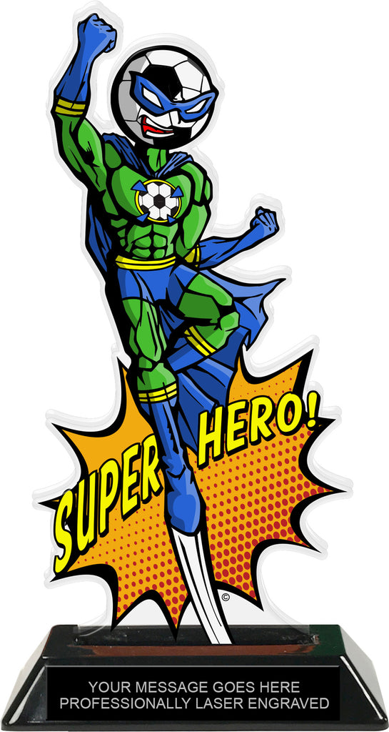 Soccer Male Super Hero Acrylic Trophy- 10 inch [TACR10-SH-SCM-Q]