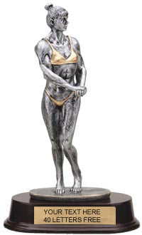 Body Building Pewter Finish Resin Trophy - Female [SGR1017BBF]