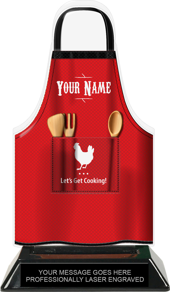 Cooking Apron Colorix-T Acrylic Trophy - Red [TACR7-JSY-COOK-RED-Q]
