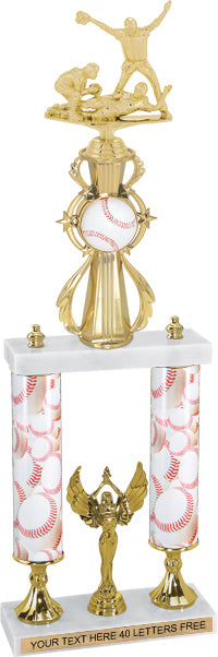 Baseball Sport Color Riser Two-Post Trophy [T2PCSR28-BS]
