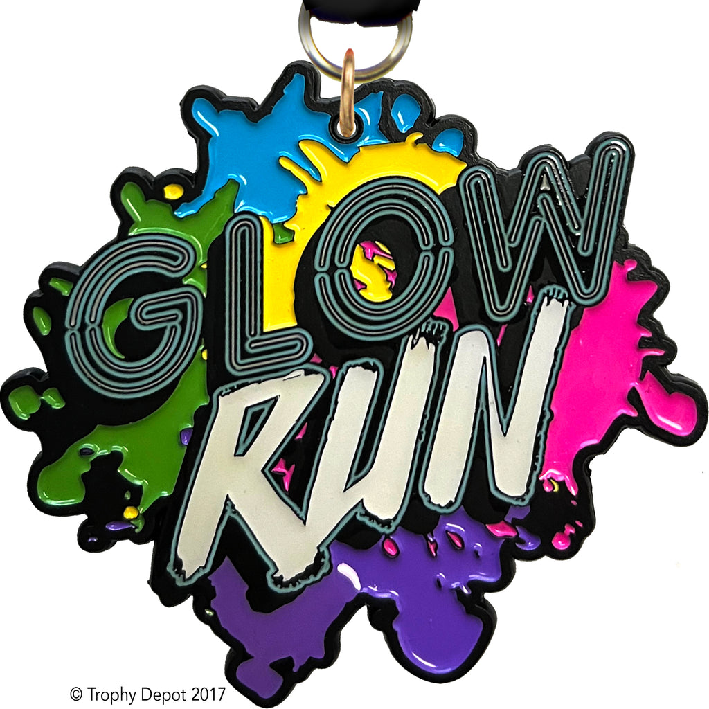 Glow Run, 2.75" Glow in the Dark Enameled Medal - TD Exclusive!  MGLWRN