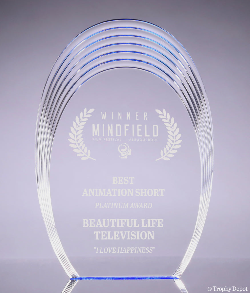 Acrylic Step Oval Award - 9.5x6.25x1.25 Blue [ARSO-9-BL]