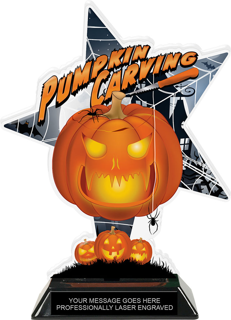 Pumpkin Carving Halloween Shattered Star Colorix Acrylic Trophy- 8.5 inch [TACR85-STR-HLWN-PMP-Q]