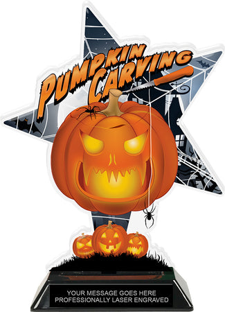 Pumpkin Carving Halloween Shattered Star Colorix Acrylic Trophy- 8.5 inch [TACR85-STR-HLWN-PMP-Q]