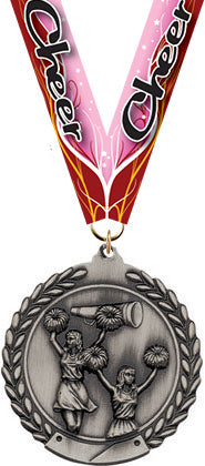 2.75 in Cheer Wreath Framed Medal- Silver [M311-CH-S]