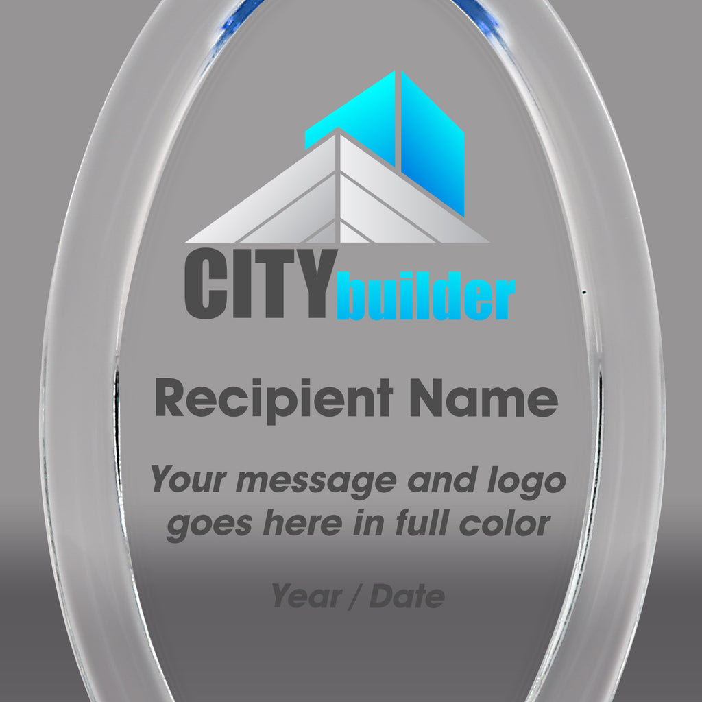 Acrylic Blue Oval Halo Awards- Color