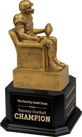 Gold Finish Armchair Fantasy Football Sculpture on Monument Base 3 [MBAF-FB-9P]
