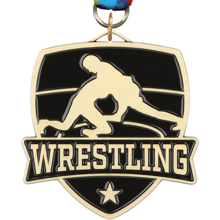 2.5" Wrestling Banner Shield Medal [MPSHD2-WS]