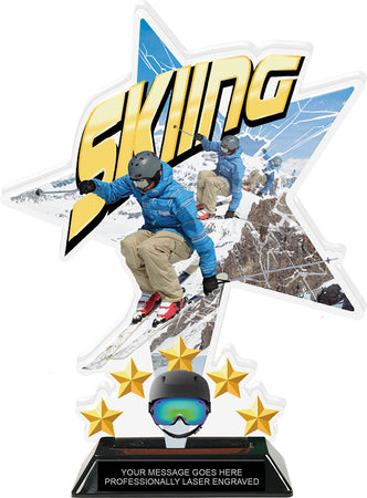 Skiing Shattered Star Colorix Acrylic Trophy- 10 inch [TACR10-STR-SKI-Q]