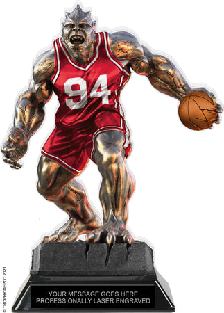 Beast Basketball Choose Your Number Acrylic Trophy - 8.5 inch Red [TACR85-BST-BK-RED-Q]