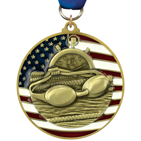 2.75" Swimming Patriotic Medal [MSUS2-SW]