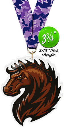 Mustang Mascot Colorix-M Acrylic Medal [MACR375-HS-Q]