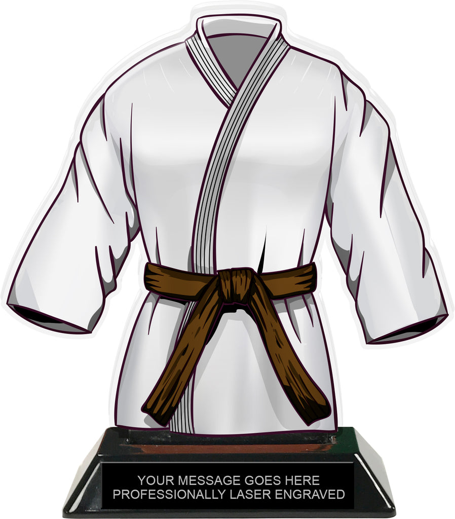 Martial Arts Uniform Colorix-T Acrylic Trophy- Brown [TACR7-JSY-MA-BWN-Q]