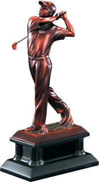Golf Swing Male Bronze Finish Resin Trophy 16" [RGE16]